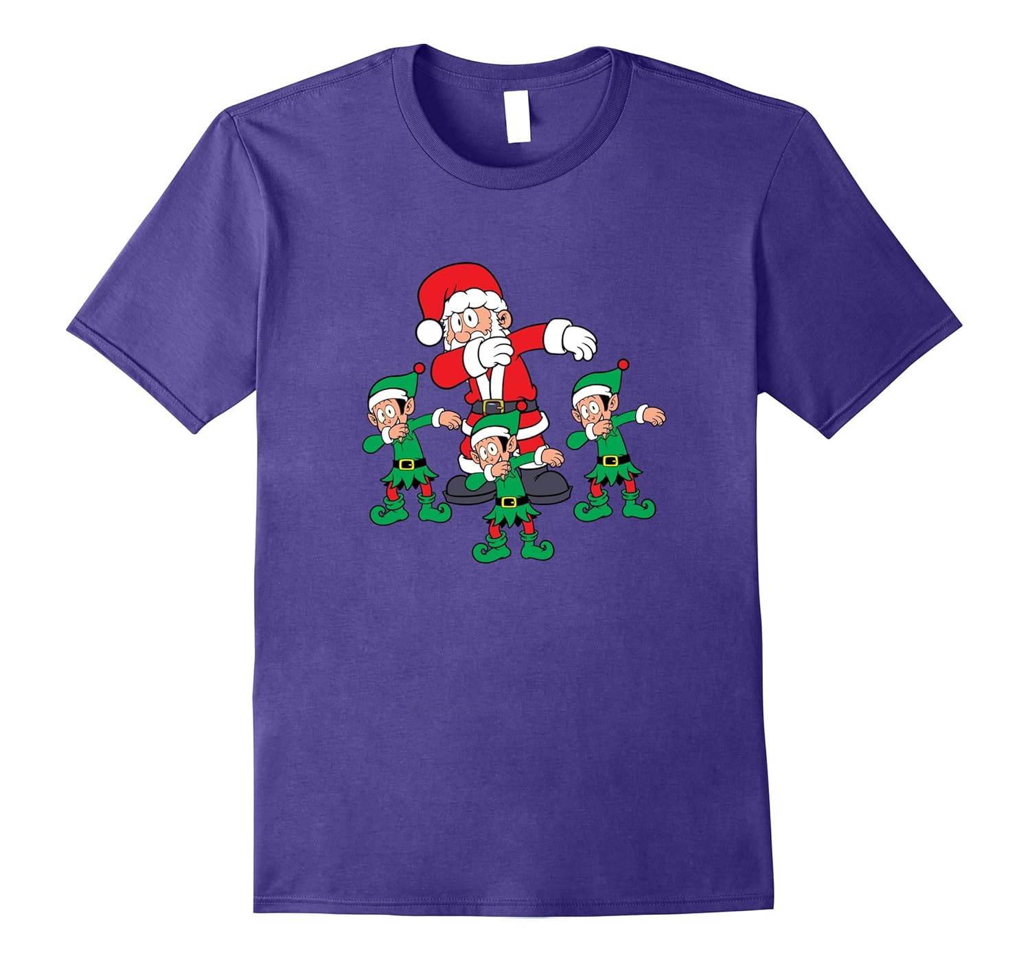 Funny Christmas Gift Top Dabbing Santa With Elves T Shirt-ANZ