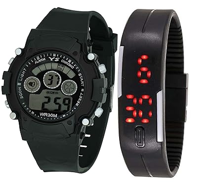Crude Smart Combo of 2 multicolour Digital Watch with Adjustable PU Strap For girls & Boys (Kids)