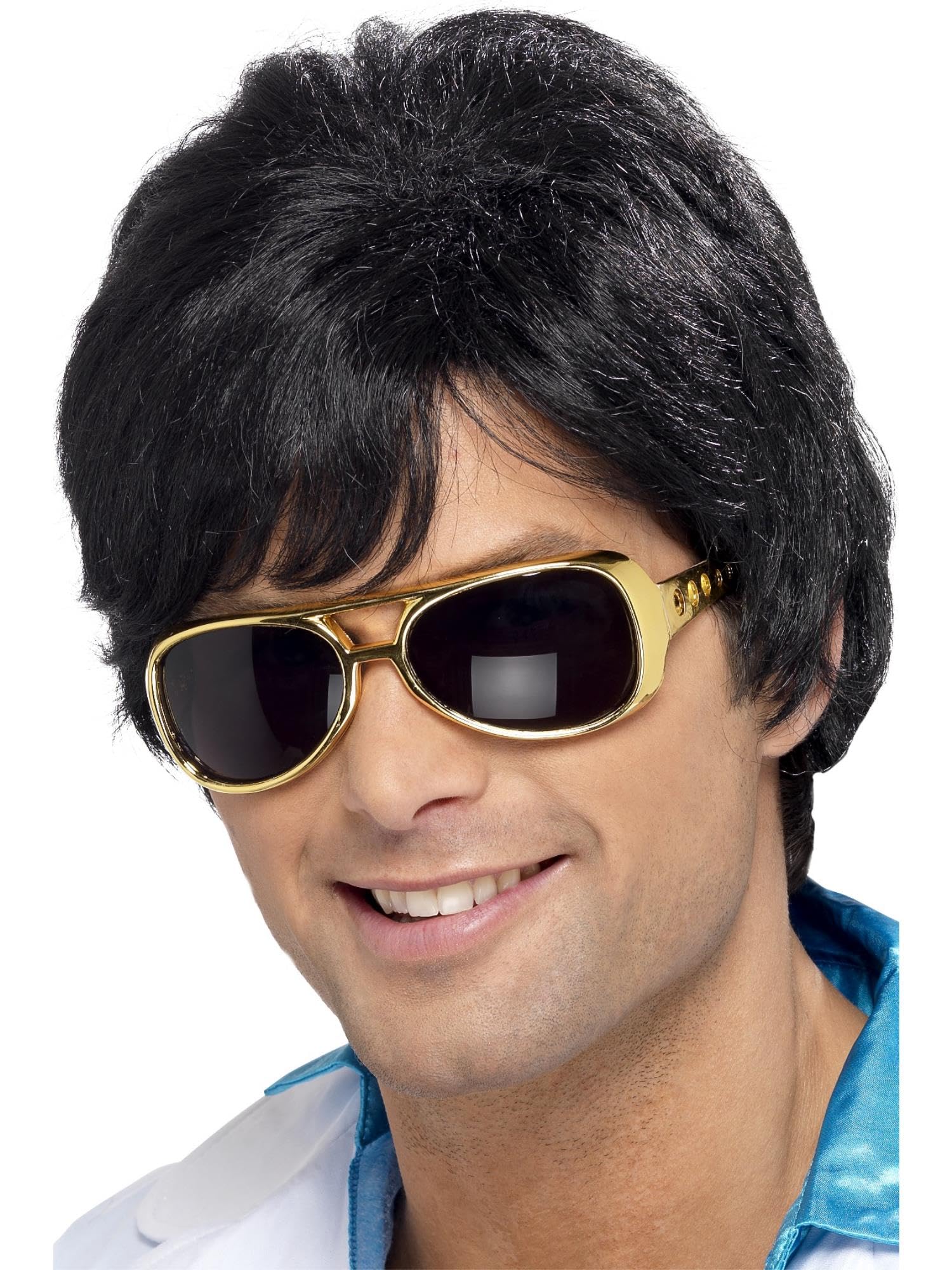 Smiffys 70s Shag Wig, Black Short, Flicked with Fringe, 1970's Disco Fancy Dress, 1970s Dress Up Wigs