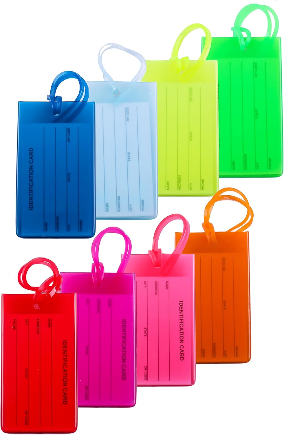  | 8 Packs Colorful Flexible Travel Luggage Tags for Baggage Bags/Suitcases - Name ID Labels Set for Travel | Luggage Tags