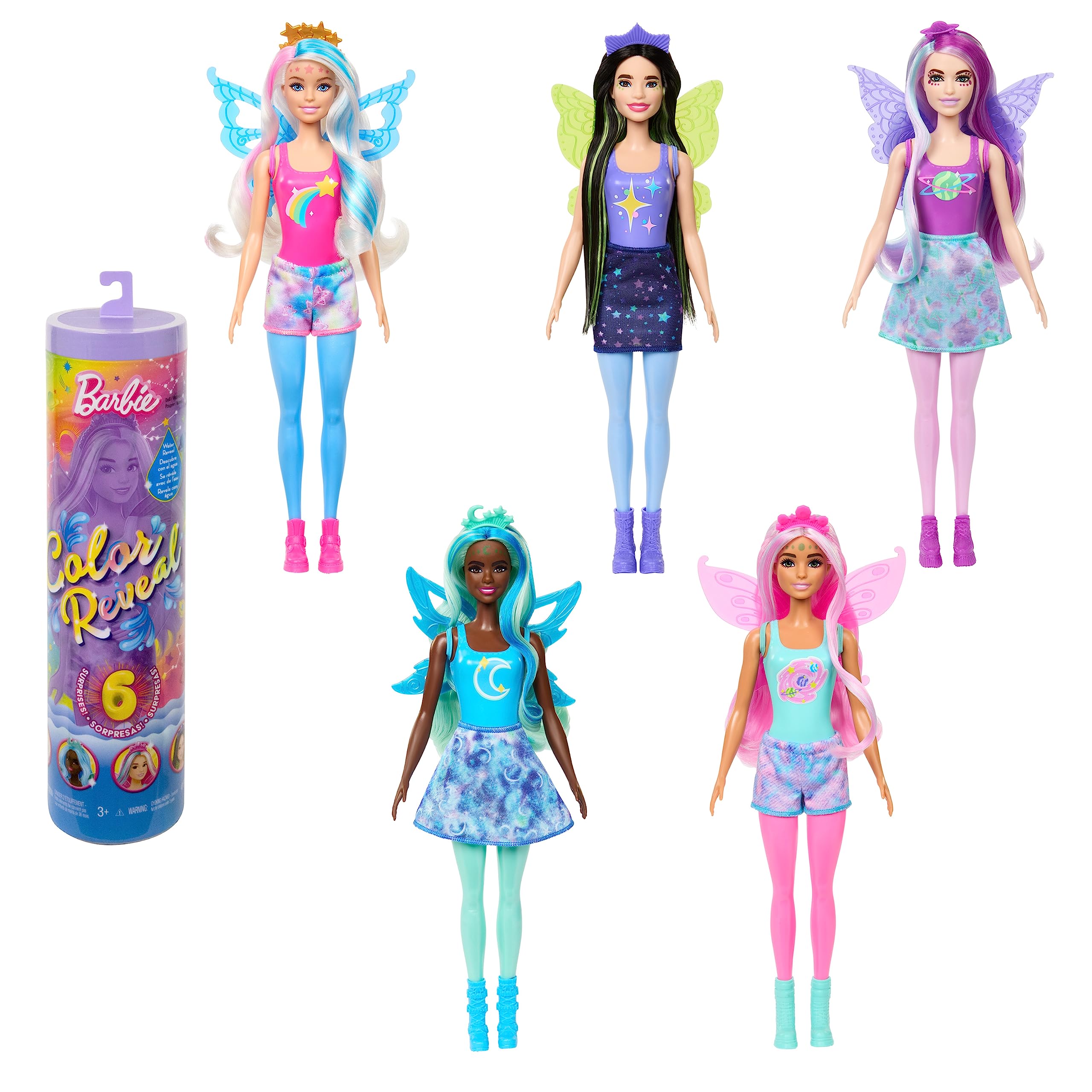 Barbie Color Reveal Doll with 6 Unboxing Surprises, Rainbow Galaxy Series with Celestial Sparkle & Color Change, HJX61 — image 1