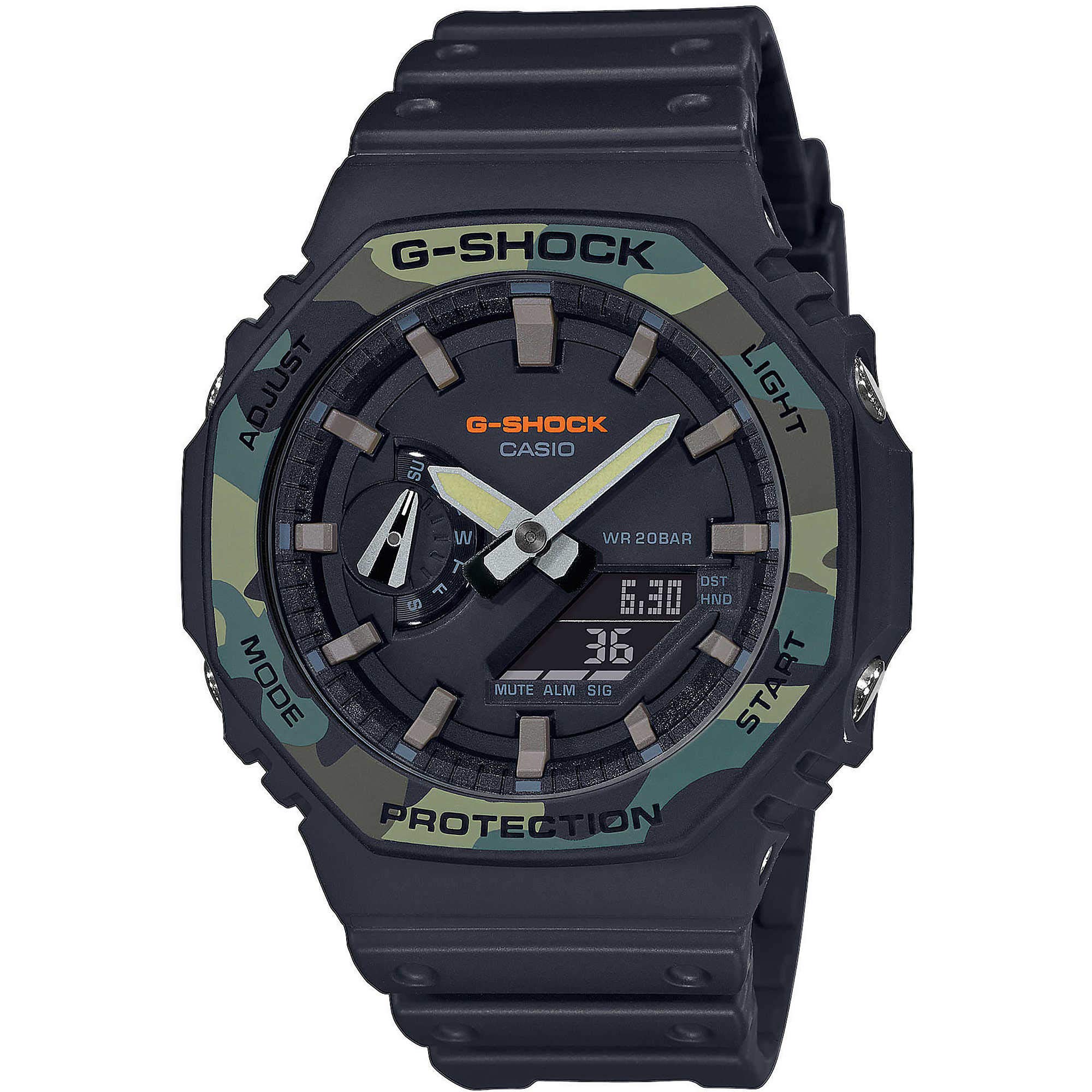 Casio Unisex 45.00mm Quartz Watch with Black Analogue dial and Black Resin Strap GA-2100SU-1AER