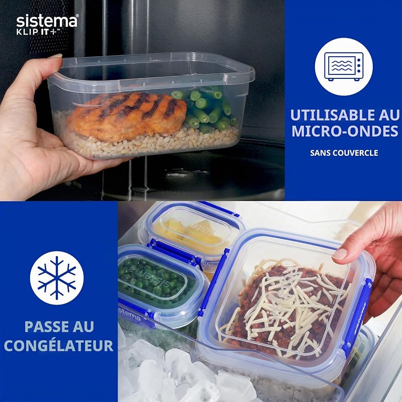 KLIP IT PLUS Récipients de conservation alimentaire | 400 ml | Boîtes alimentaires étanchesempilables et hermétiques compatibles réfrigérateur/congélateur | sans BPA | Lot de 3