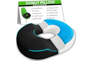 AnboCare Donut Gel Sitting Pillow - Orthopedic Memory Foam for Tailbone Pain, Hemorrhoid, Bed Sores, Postpartum, Prostate, Coccyx & Sciatica Pain