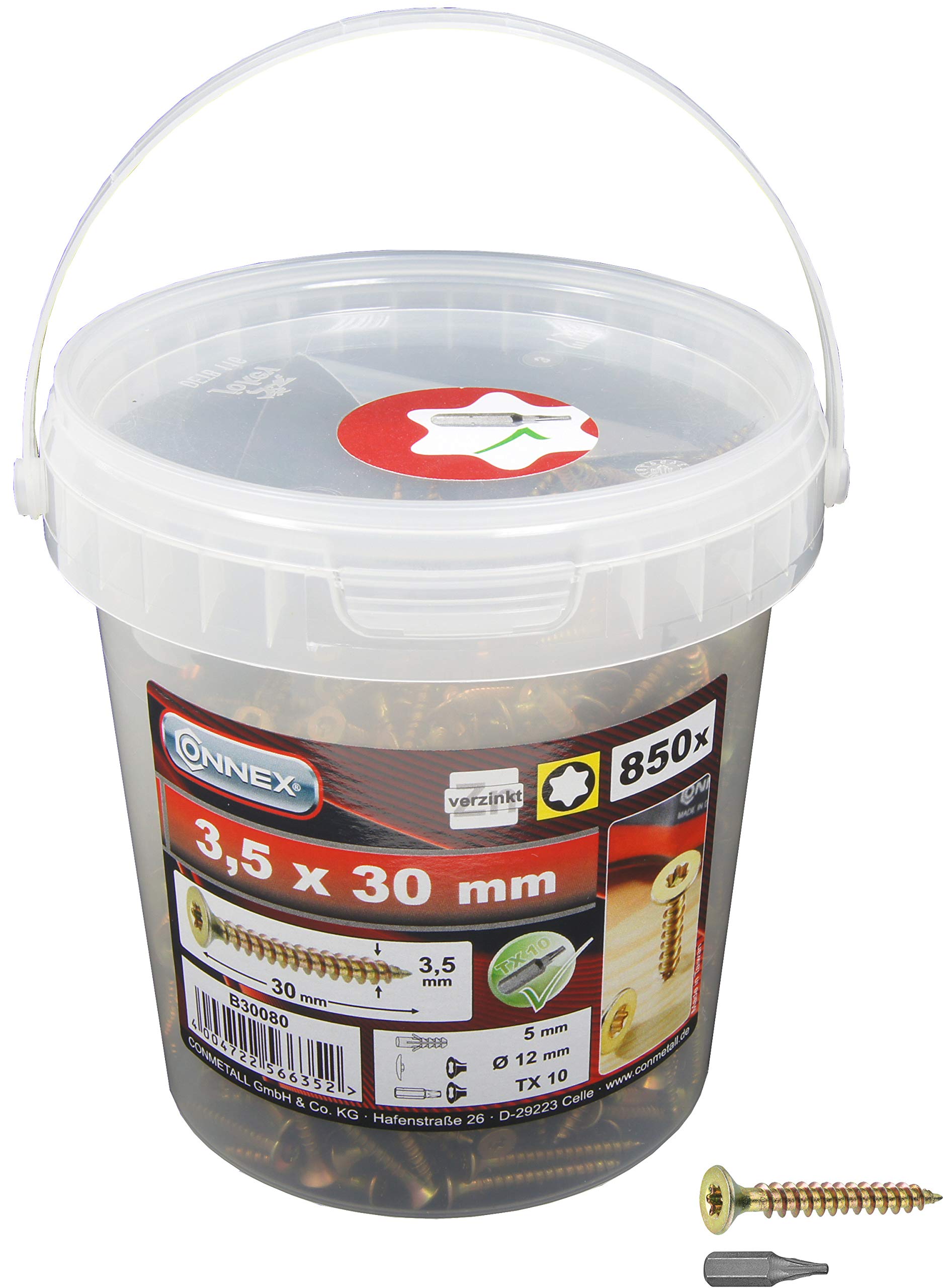CONNEX B30080 TX 3.5 x 30mm Uni-Screws Bucket (850 Pieces) — image 1