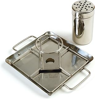 Steven Raichlen Bierdosen-Hähnchenhalter mit Abtropfschale, aus Edelstahl, Silver, 7,8 x 24,99 x 19 cm