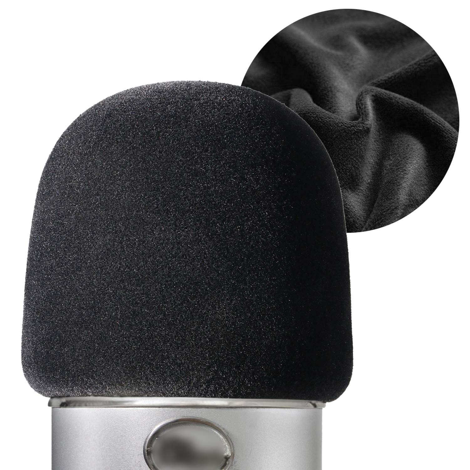 YOUSHARES Flocking Foam Microphone Windscreen - Large Size Microphone Cover for Blue Yeti, Yeti Pro Microphones (Black)