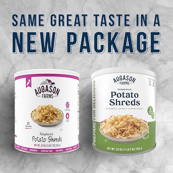 AUGASON FARMS DEHYDRATED POTATO SHREDS CAN – GLUTEN FREE DEHYDRATED SURVIVAL FOOD WITH LONG SHELF LIFE – EMERGENCY FOOD SUPPLY FOR CAMPING, PREP & EVERYDAY MEALS – 31 SERVINGS