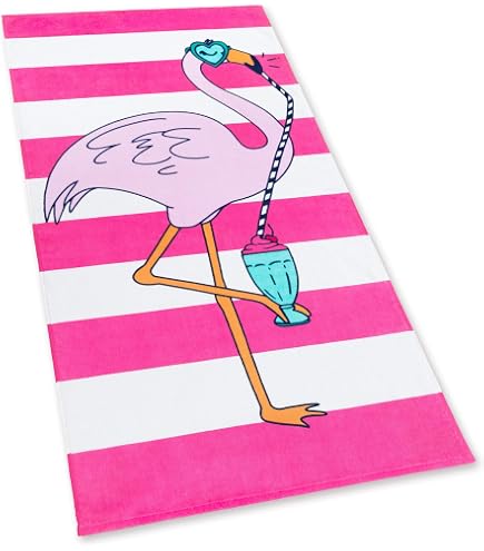Softerry Flamingo Beach Towel - 30x60 Inches, 100% Cotton, Pink Flamingo Print - View #5