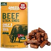 Grazly Plain Beef Stick Ends - Grass-Fed, 4 oz | Made with only beef, spring salt &amp; collagen casing, high-protein meat snack, 10g of protein per serving