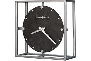 Howard Miller Finn Mantel Clock 635-216 – Aged Nickel Finish with Grind Marks & Distressing, Square Metal Open Frame, Modern Home Decor, Quartz Movement