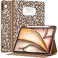 Supveco Case for iPad Air 11 Inch (M3 2025/M2 2024),iPad Air 5th/4th Generation 10.9 Inch 2022/2020 with Pencil Holder-[Auto Wake/Sleep],Premium Folio Stand Soft TPU Back Cover-Book Bronze