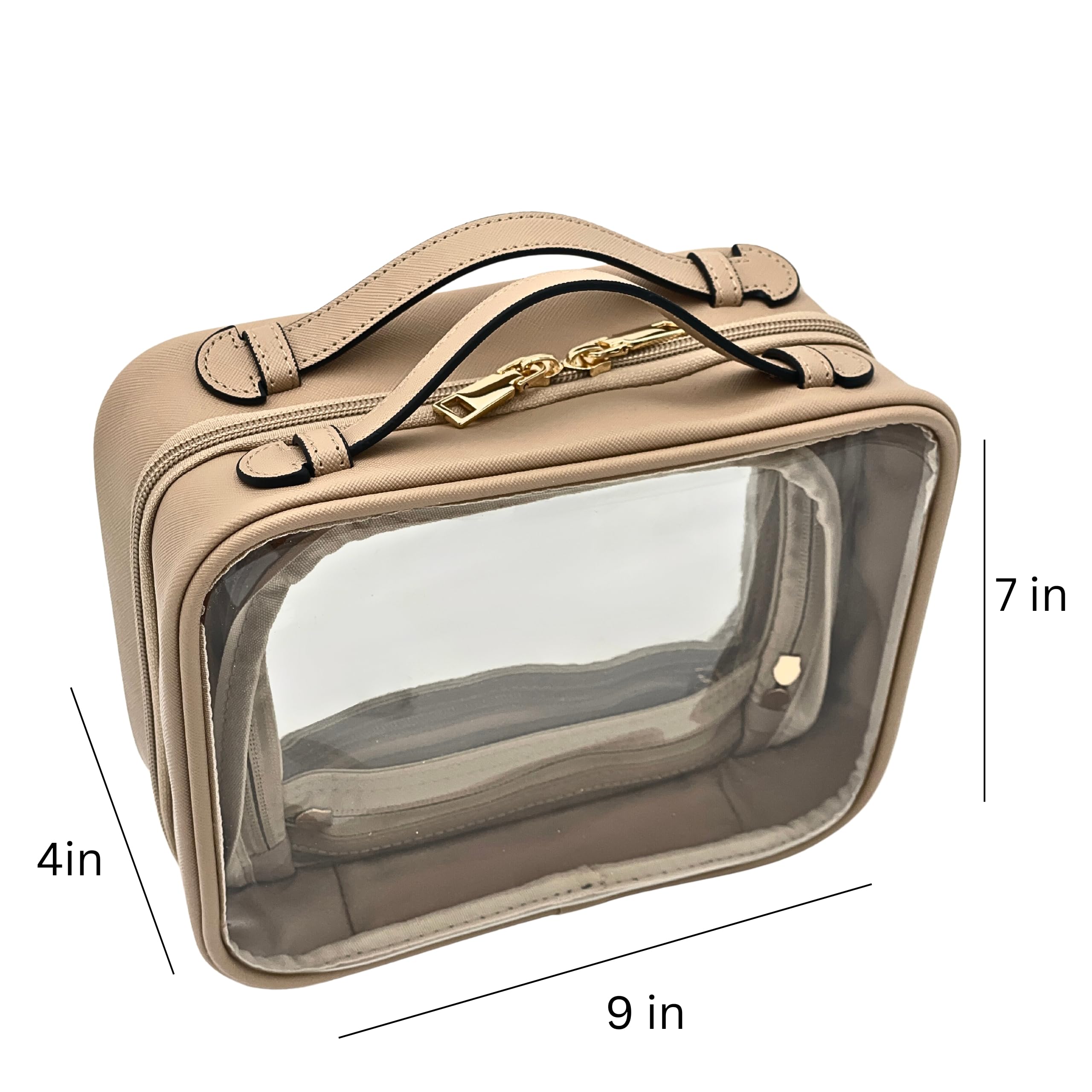 JAZD Clear Makeup Bag Toiletry Bag for Women Cosmetic Case Large Capacity Travel Make Up Bag Organizer Transparent Storage Compartment TSA Approved