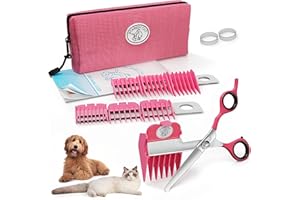 SCAREDY CUT Silent Pet Grooming Kit for Dog, Cat and All Pet Grooming - A Quiet Alternative to Electric Clippers for Sensitive Pets (Right-Handed Pink)