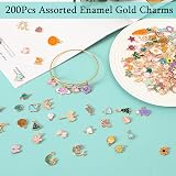 SANNIX 200Pcs Enamel Gold Charms Jewelry Making Pendants Set view 2