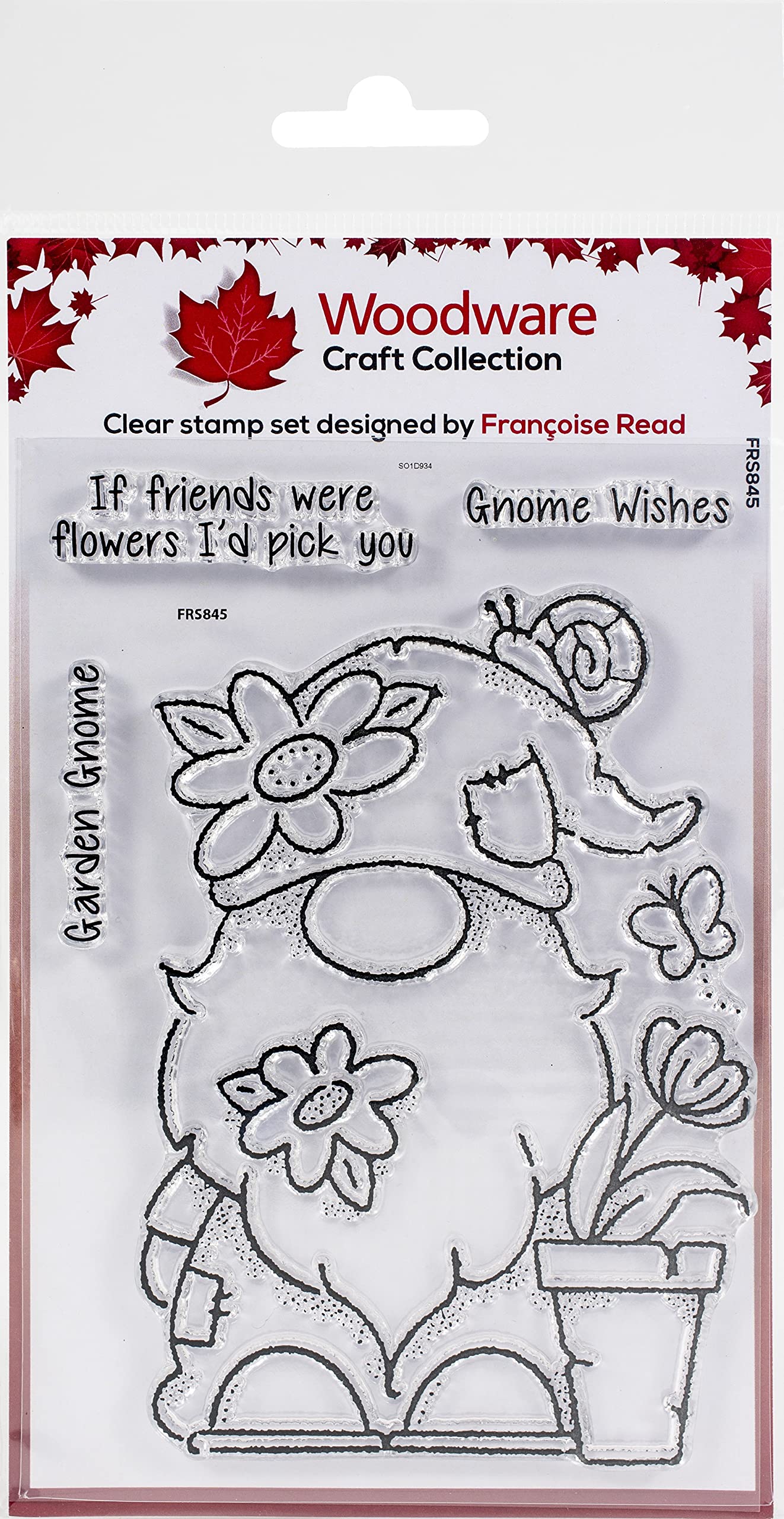 Woodware Francoise Collection-Clear Singles-Garden Gnome-Stamp, Trancparent, 6 x 4-inch