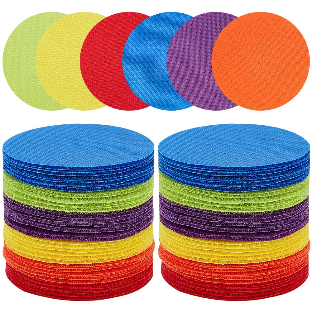 CREATCABIN 60Pcs Carpet Markers Set Floor Colorful Circle Carpet Marker Multipurpose Round Carpet Stickers with 6 Color Early Education Supplies for Teacher Coach Classroom 3.93 Inch