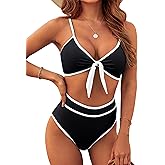 Blooming Jelly Womens High Waisted Bikini Set Tie Knot High Rise Two Piece Swimsuits Bathing Suits