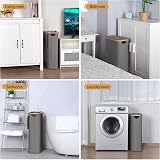 iEGrow Slim 60L Laundry Basket with Lid Bamboo Handles Grey view 6