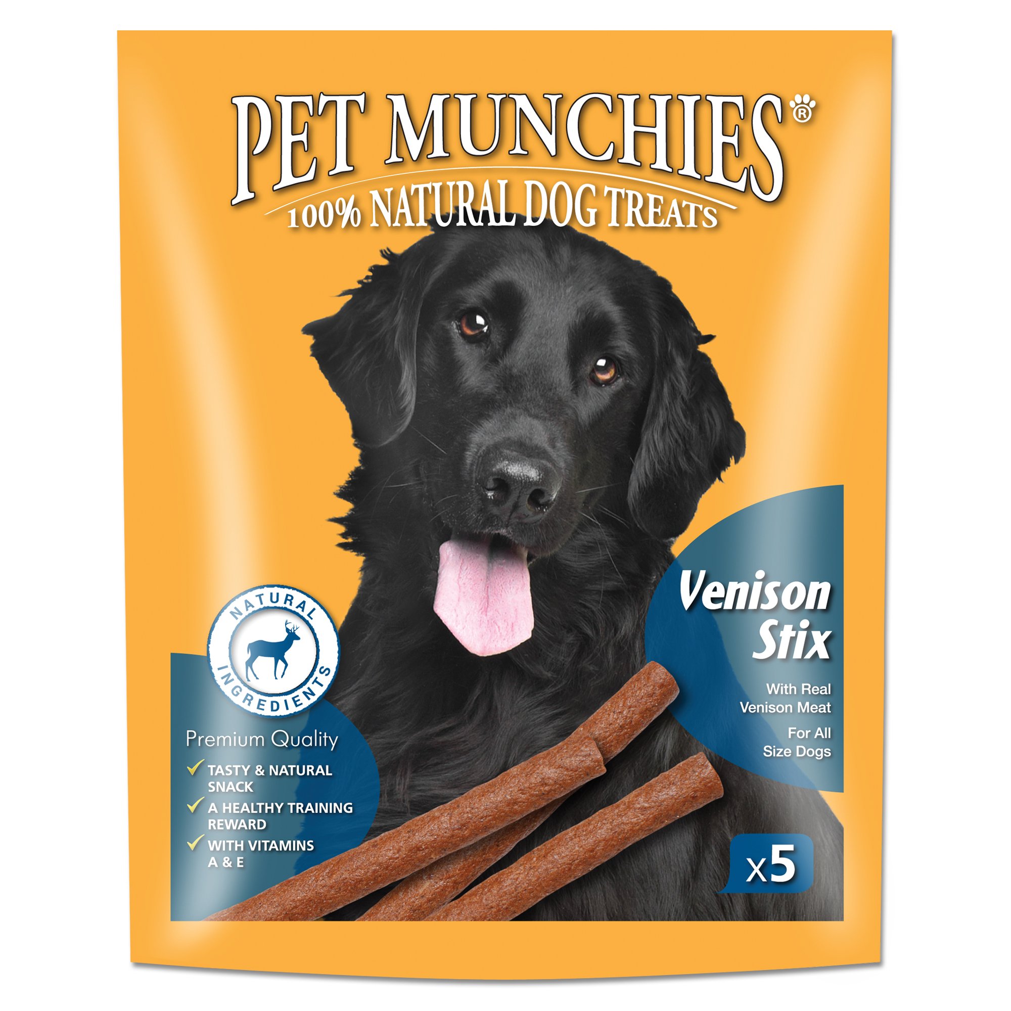 Pet Munchies Venison Stix Dog Treats, Healthy Training Treats with Natural Ingredients 50g, Pack of 10 (50 Chews)