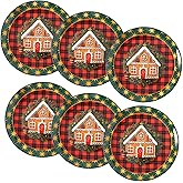 HASENSE Christmas Dinner Plates, 10.5 Inch Ceramic Plates Set of 6, Dinnerware Dish for Kitchen for Steak, Pasta, Pizza, Serving Plate Microwave, Oven and Dishwasher Safe, Holiday Dining Collection