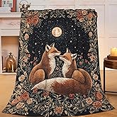 citari Fox Blanket Forest Fox Moon Decor Animals Throw Blanket Gifts for Girls Boys Super Warm Soft Plush Lightweight Fleece Flannel Winter Couch Bedding Blankets for Kids Adults Women Men 50"X40"