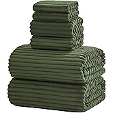 NALIVO 6-Piece Bath Towel Set(30"x60"), 2 Large Bath Towel Sheets, 2 Hand Towels and 2 Washcloths - Highly Absorbent Quick Dry Microfiber,Ultra Soft Towel Set for Bathroom (Olive Green)