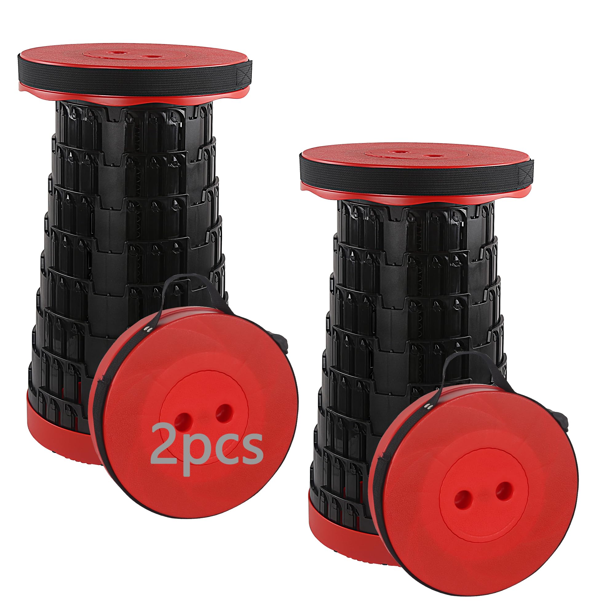HVDHYY Telescopic Folding Stools for Adults 2pcs Max Load 460lbs/210KG Camping Foldable Stool Seat Portable Collapsible Telescoping Stool for Outdoor BBQ Garden Outdoor Camping Indoor (Red)