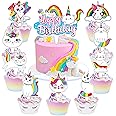 Caticorn Cake Topper Picks, 25 PCS Funny Rainbow Caticorn Cupcake Toppers Cake Decorations Cat Unicat Birthday Theme Party Supplies Favors Decor Cute Centerpiece Table for Boys Girls Carnival Prizes