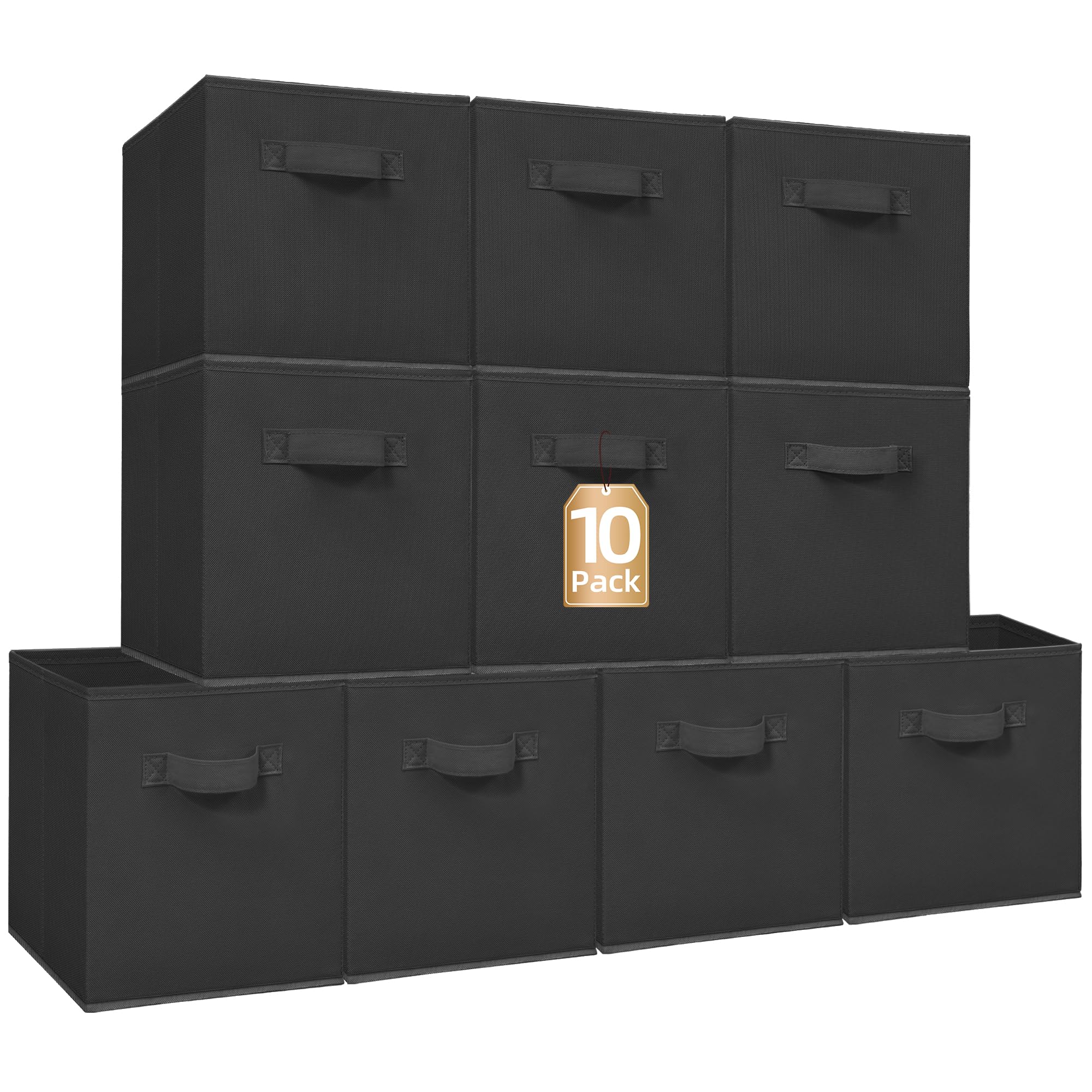 Photo 1 of ***missing parts***STORAGE MANIAC Storage Cubes, 11 Inch Collapsible Storage Bins with Handles, 10 Pack Fabric Foldable Bins for Organization, Durable Storage Bins for Closet, Shelves, Offices, Toys, 10-Pack Black