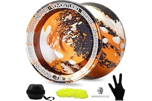 YOYOSTUDIO T16 Responsive Yoyo Professional Unresponsive Yoyo for Kids 8-12, Trick Yo yo for Adults, Pro Metal Yoyos with Yo Yos Bearing Kit, 10 Yo-Yo Strings, Case & Glove (Black Gold Silver)