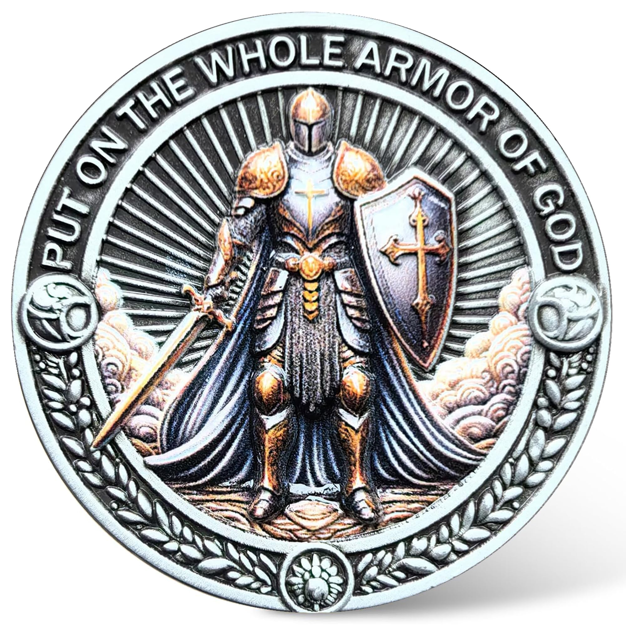 Photo 1 of Armor of God Christian Challenge Coin Courage Token from Ephesians 6:11 - Perfect Faith Gift for Motivation & Collecting ? ? ?