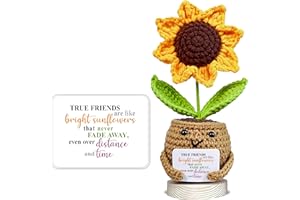 Handmade Positive Sunflower Crochet Doll for Women with True Friends are Like Bright Sunflowers Card - Cute Decorative Friend