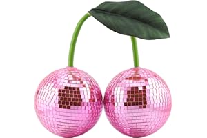 YEEHLMER Disco Ball Cherry Disco Mirror Ball Hanging Reflects Light for DJ Club Stage Bar Party Wedding Holiday Decoration Home Cherry Decor (3.9‘’, Pink)