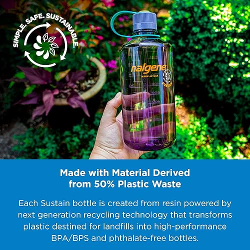 Nalgene Tritan 32 Oz (ca. 946 Ml) Wasserflasche – Schmaler Mund, BPA-frei, Farbe Grau/Schwarz, Mit Flip-Top-Verschluss