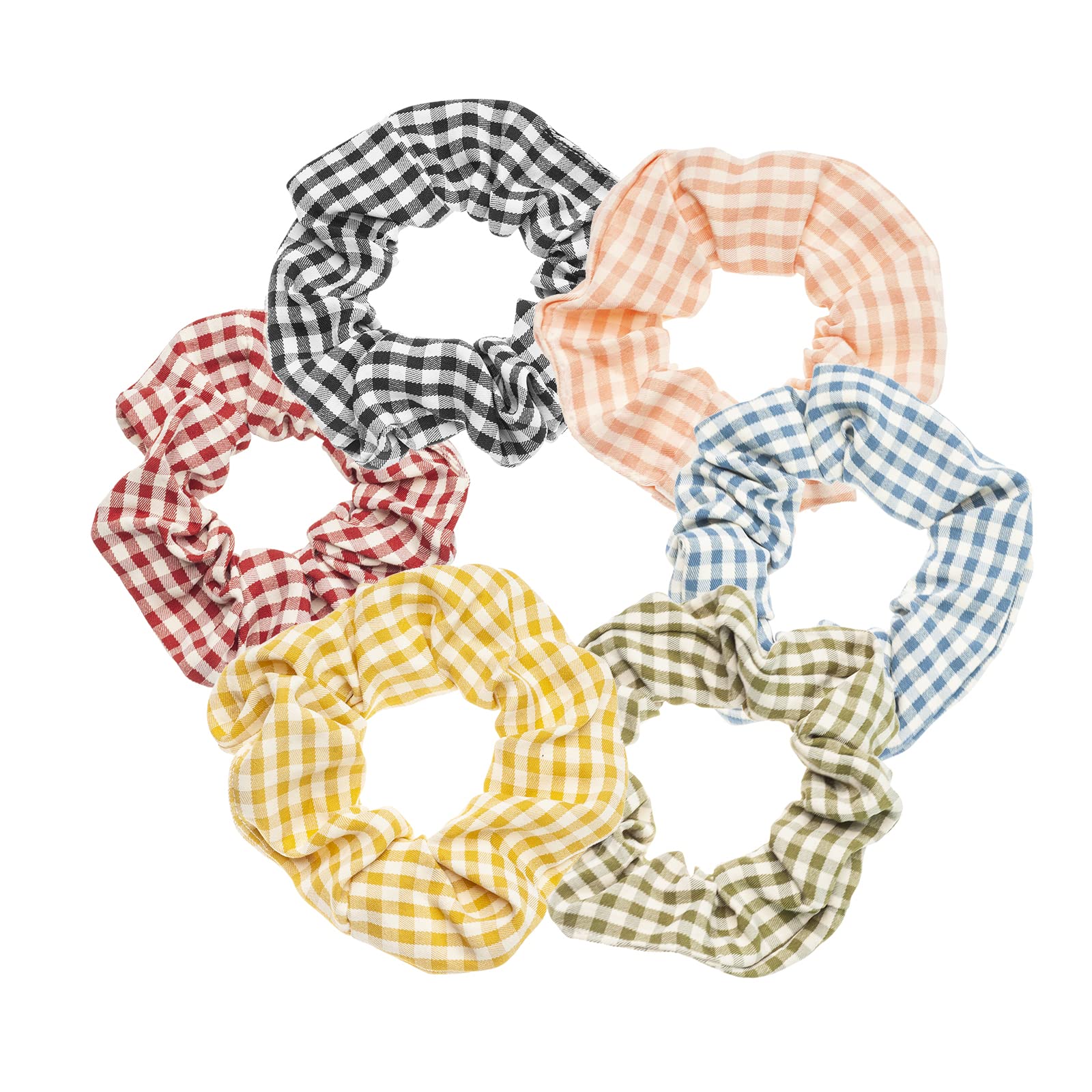 Scrunchies for Hair, Classic Plaid 6PCS Bandana Scrunchies, Hair Ties, Hair Bands for Women. (Classic Plaid)