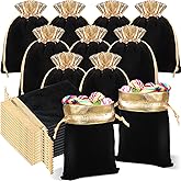 Frienda 30 Pcs Small Velvet Bags Drawstrings Gifts Bags 6 x 5 Inch Jewelry Pouches Drawstring Candy Bag Party Favors Gifts Present Pouch for Women Holiday(Black)