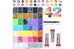 42 Colors 32000Pcs Jelly Resin Rhinestones for Bedazzling, 3mm Multicolor Flatback Gems for Crafting, Bedazzler Kit with Twee