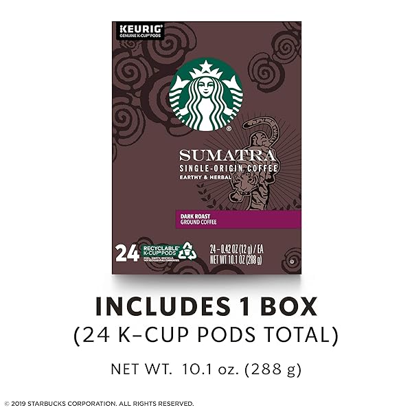 STARBUCKS SUMATRA DARK ROAST SINGLE CUP COFFEE FOR KEURIG BREWERS,0.42 OUNCE (PACK OF 24)
