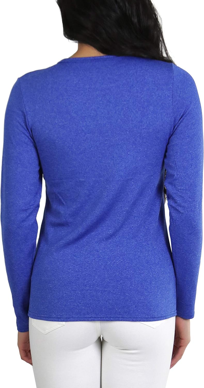 ToBeInStyle Women’s Crew Neck Fleece Lined Long Sleeve Tee Thermal Tops at  Women’s Clothing store