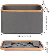 efluky 60L Foldable Bamboo Laundry Basket Collapsible Storage view 2