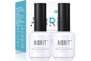 AIBRIT Gel Nail Polish Remover, 2 Pack Nail Gel Polish Remover Set, Removedor de Esmalte Gel, 0.5 fl oz./15ml