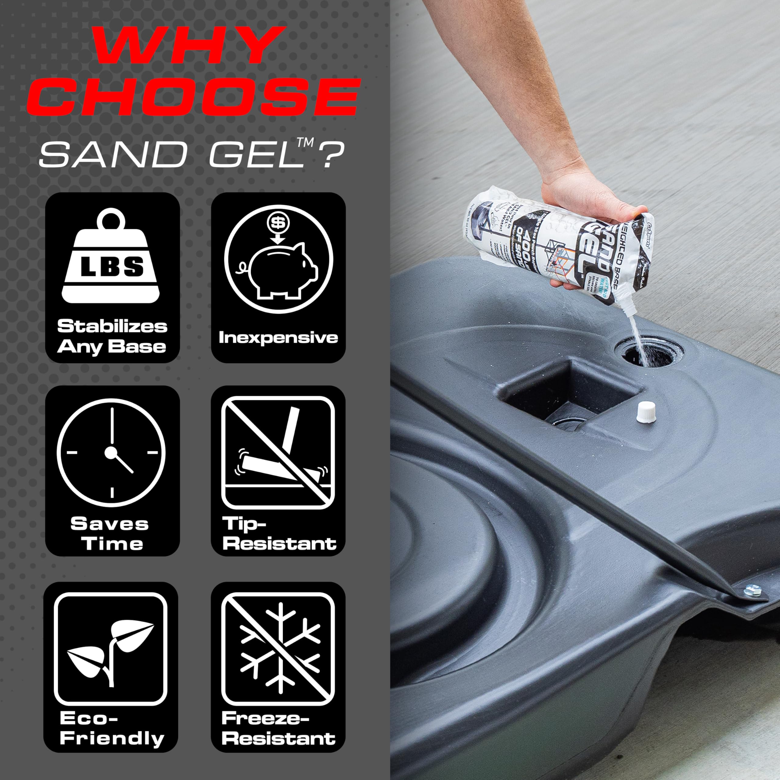 GoSports Sand Gel Weighted Base Filler for Indoor/Outdoor Basketball Hoops, Umbrella Bases, & More - 16 oz, Just Add Water