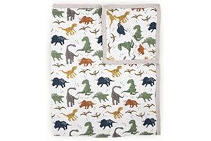 Little Unicorn Premium Quilted Throw | Super Soft, Multi-Layered Muslin XL Blanket| Great for Kids & Families (Dino Friends)