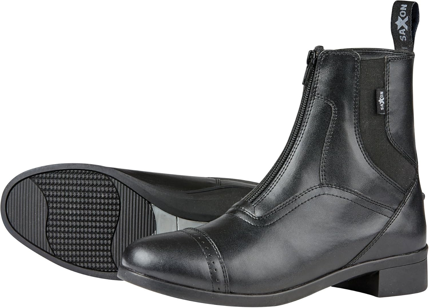 Black Saxon Syntovia Childrens Horse Riding Zip Paddock Boots