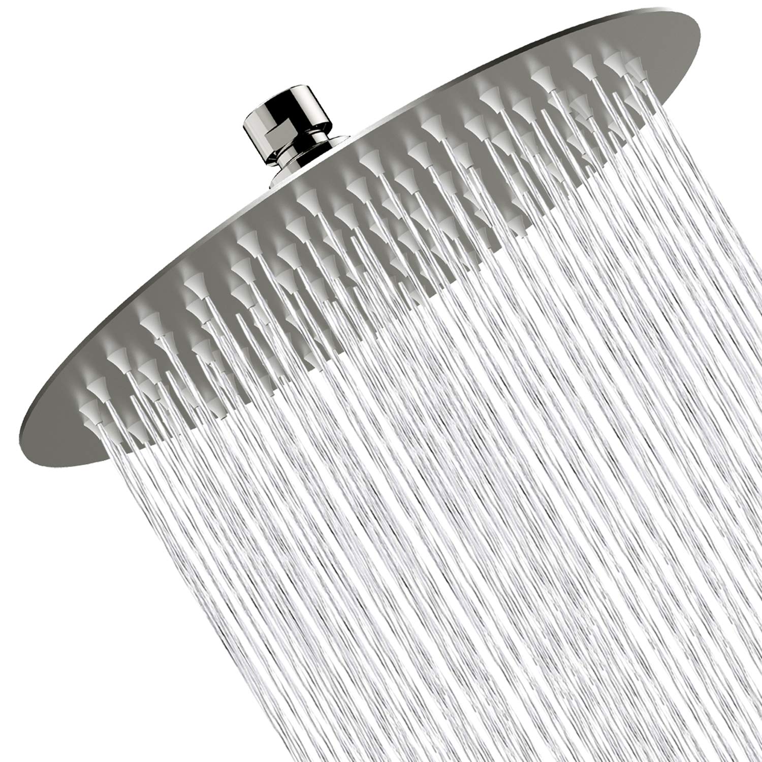 Rain Shower Head High Pressure,WOOPHEN 8 Inch 304 Stainless Steel Rainfall Showerhead, Swivel Spray Angle, Voluptuous Shower Experience, Easy Installation, Brushed Nickel