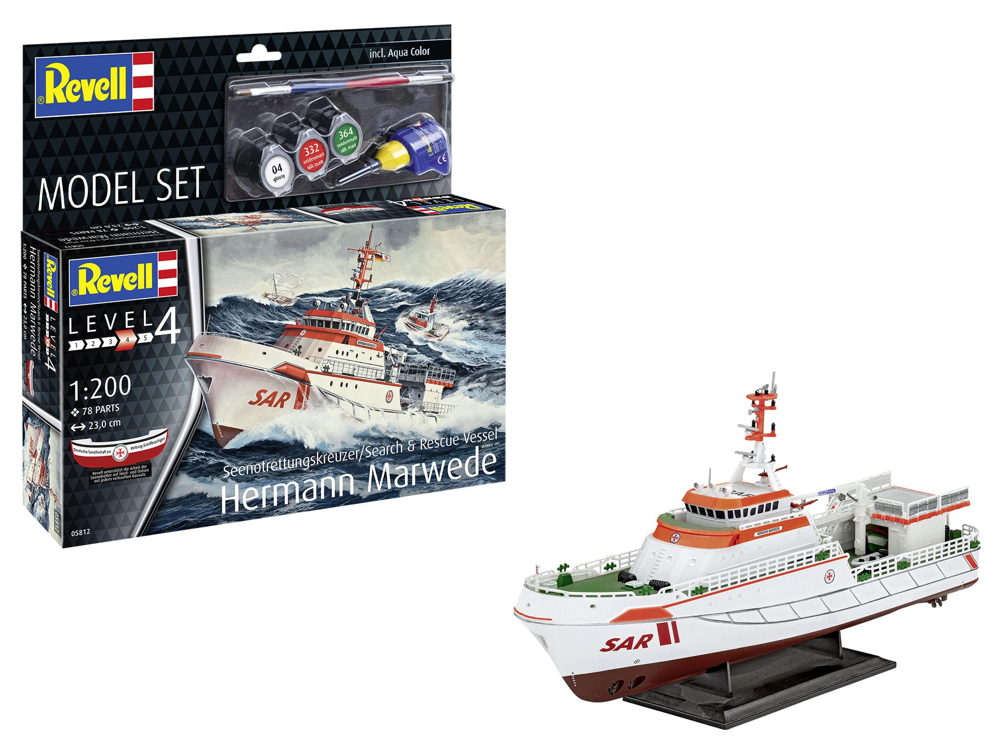 Revell Model Set 65812 S&R Vessel Hermann Marwede 1:200 Scale Unbuilt/Unpainted Plastic Model Kit with Accessories โ image 1