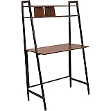 Flash Furniture Wilmette Cherry Wood Grain Finish Computer Desk with Storage Shelf and Black Metal Frame