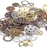 BIHRTC 100 Gram DIY Assorted Color Antique Metal Steampunk Gears Charms Pendant Clock Watch Wheel Gear for Crafting…