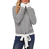 AOVDE Women's Sweater 2025 Fall - Tie Back Long Sleeve Pullover Knit Sweaters Crew Neck Fashion Y2K Sweater Tops